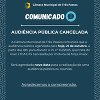 AUDIÊNCIA PÚBLICA CANCELADA
