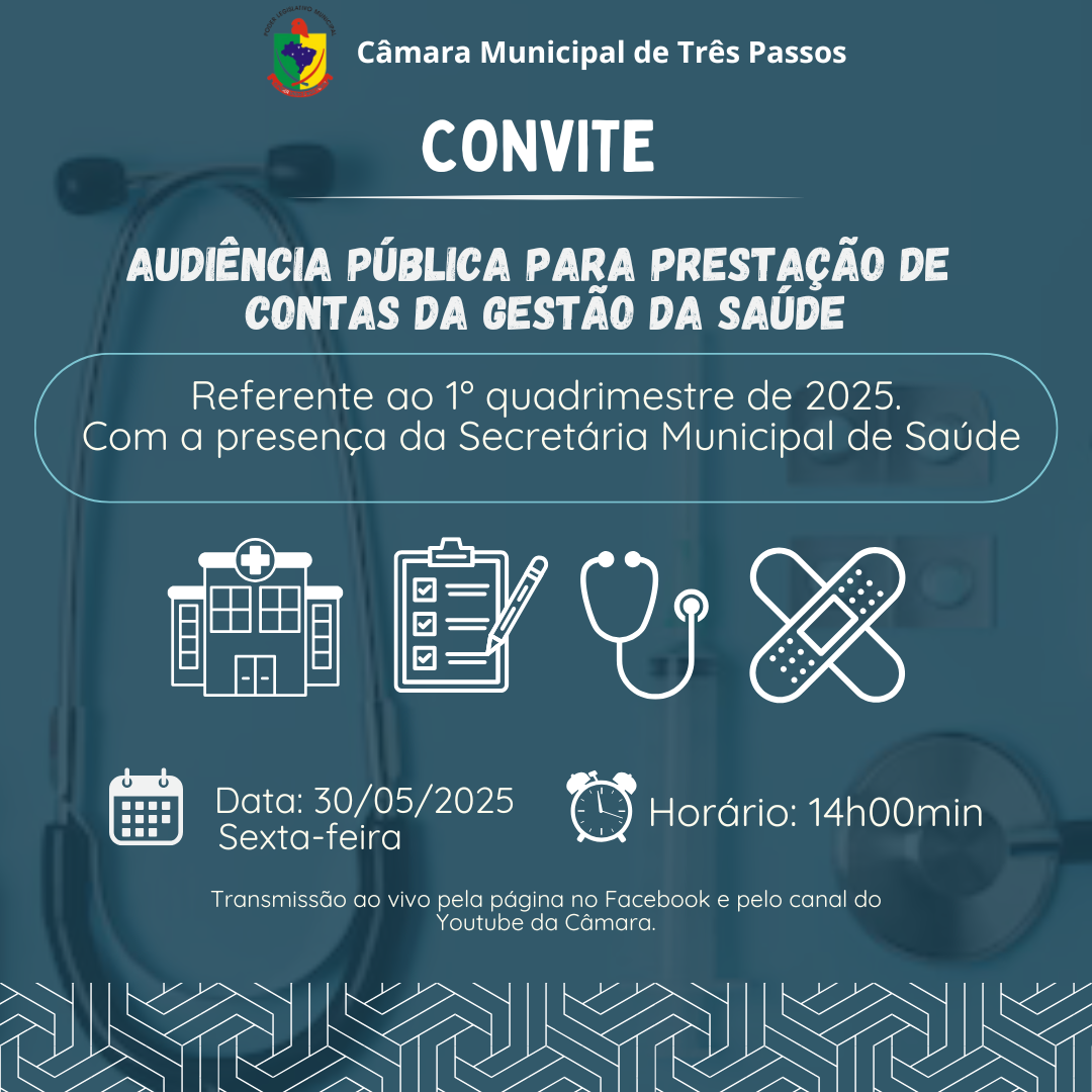 AUDIÊNCIA PÚBLICA PARA A PRESTAÇÃO DE CONTAS DA GESTÃO DA SAÚDE REF. 1º QUADRIMESTRE DE 2025
