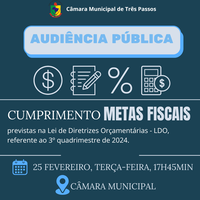 PARTICIPE DA AUDIÊNCIA PÚBLICA DAS METAS FISCAIS DA LDO 3º QUADRIMESTRE DE 2024