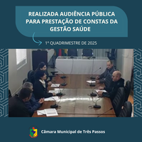 DADOS DA AUDIÊNCIA PÚBLICA REFERENTE A PRESTAÇÃO DE CONTAS DA GESTÃO DA SAÚDE REF. 1º QUADRIMESTRE DE 2025