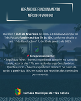 HORÁRIO DE FUNCIONAMENTO MÊS DE FEVEREIRO 