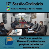 17ª SESSÃO ORDINÁRIA FOI REALIZADA NA SEGUNDA-FEIRA, 24 DE MAIO