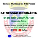 ACOMPANHE HOJE, 04 DE OUTUBRO, A 34ª SESSÃO ORDINÁRIA