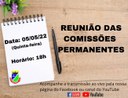 ACOMPANHE HOJE, 5 DE MAIO, ÀS 18H, A REUNIÃO DAS COMISSÕES PERMANENTES 