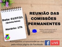 ASSISTA AMANHÃ, 01 DE JULHO, A TRANSMISSÃO AO VIVO DA REUNIÃO DAS COMISSÕES PERMANENTES
