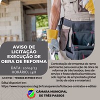 AVISO DE LICITAÇÃO- Tomada de Preço