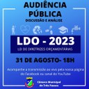 CONVITE PARA AUDIÊNCIA PÚBLICA: DISCUSSÃO E ANÁLISE DA LDO-2023