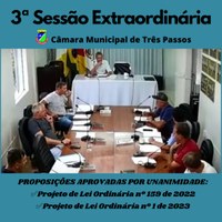 REALIZADA 3ª SESSÃO EXTRAORDINÁRIA DE 2023