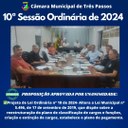 REALIZADA A 10ª SESSÃO ORDINÁRIA DE 2024 