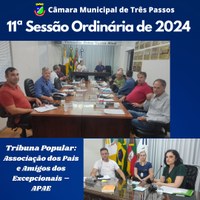 REALIZADA A 11ª SESSÃO ORDINÁRIA DE 2024 