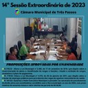 REALIZADA A 14ª SESSÃO EXTRAORDINÁRIA