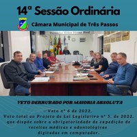 REALIZADA A 14ª SESSÃO ORDINÁRIA DE 2022