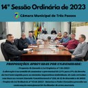 REALIZADA A 14ª SESSÃO ORDINÁRIA DE 2023 