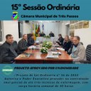 REALIZADA A 15ª SESSÃO ORDINÁRIA DE 2022