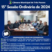 REALIZADA A 15ª SESSÃO ORDINÁRIA DE 2024 