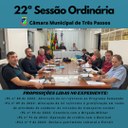 REALIZADA A 22ª SESSÃO ORDINÁRIA DE 2022