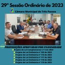 REALIZADA A 29ª SESSÃO ORDINÁRIA DE 2023 