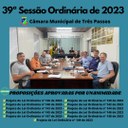 REALIZADA A 39ª SESSÃO ORDINÁRIA DE 2023 