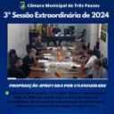 REALIZADA A 3ª SESSÃO EXTRAORDINÁRIA DE 2024