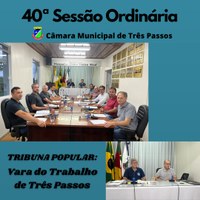 REALIZADA A 40ª SESSÃO ORDINÁRIA DE 2022