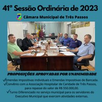 REALIZADA A 41ª SESSÃO ORDINÁRIA DE 2023 