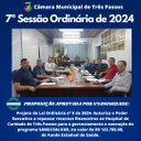 REALIZADA A 7ª SESSÃO ORDINÁRIA DE 2024 