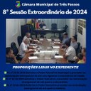REALIZADA A 8ª SESSÃO EXTRAORDINÁRIA DE 2024 