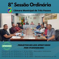 REALIZADA A 8ª SESSÃO ORDINÁRIA DE 2022