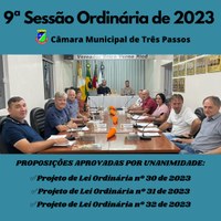 REALIZADA A 9ª SESSÃO ORDINÁRIA DE 2023