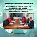 REALIZADA AUDIÊNCIA PUBLICA PARA PRESTAÇÃO DE CONTAS DA GESTÃO DA SAÚDE