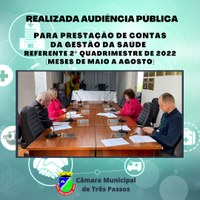 REALIZADA AUDIÊNCIA PUBLICA PARA PRESTAÇÃO DE CONTAS DA GESTÃO DA SAÚDE