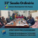 REALIZADA NA NOITE DE ONTEM, 05 DE JULHO, A 23ª SESSÃO ORDINÁRIA