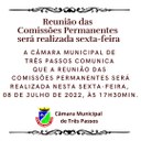 Reunião das Comissões Permanentes será realizada sexta-feira