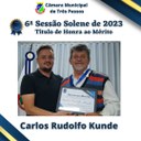 Sessão Solene Homenageado: CARLOS RUDOLFO KUNDE