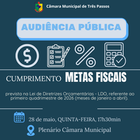 PARTICIPE DA AUDIÊNCIA PÚBLICA PARA ANÁLISE DO CUMPRIMENTO DAS METAS FISCAIS ESTABELECIDAS NA LDO