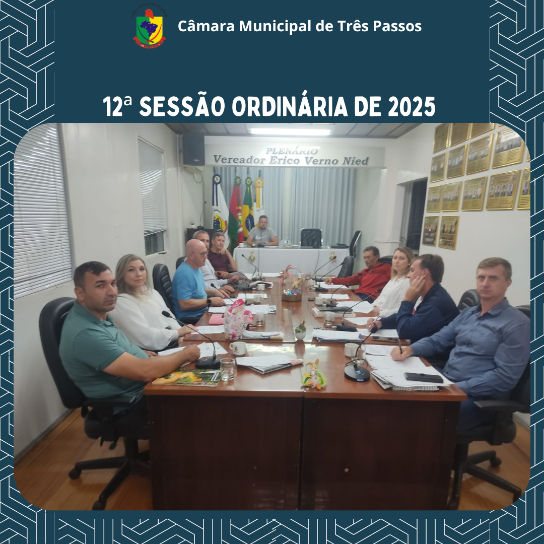 REALIZADA 12ª SESSÃO ORDINÁRIA DE 2025