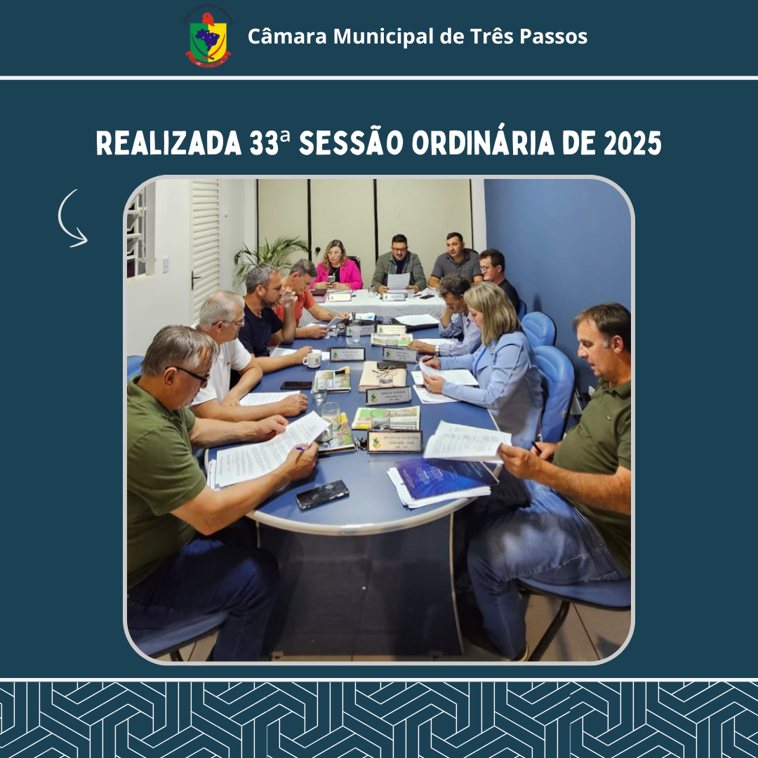 REALIZADA 33ª SESSÃO ORDINÁRIA DE 2025