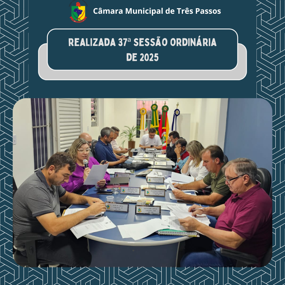 REALIZADA 37ª SESSÃO ORDINÁRIA DE 2025