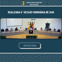 REALIZADA 6ª SESSÃO ORDINÁRIA DE 2026
