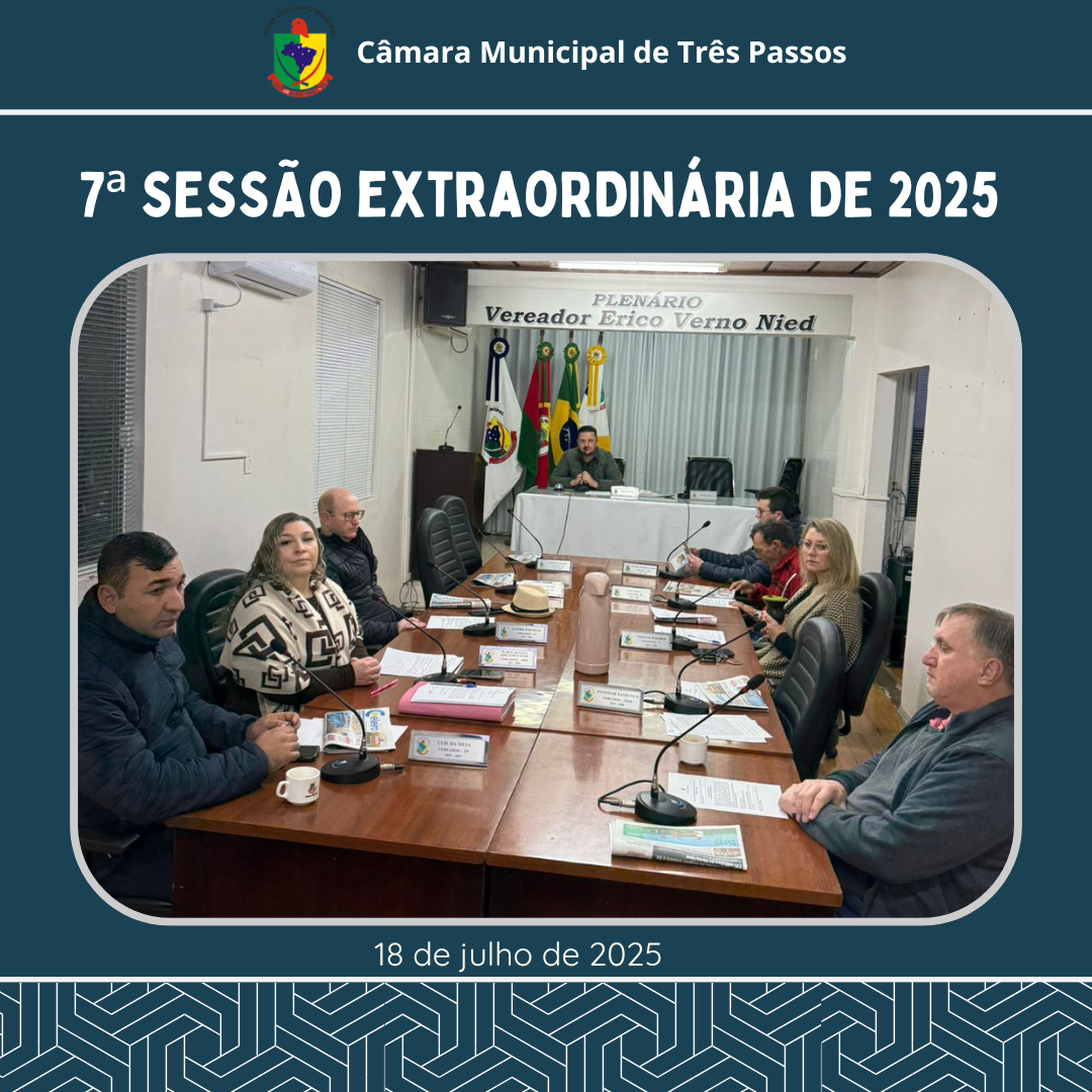 REALIZADA 7ª SESSÃO EXTRAORDINÁRIA DE 2025