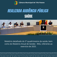 REALIZADA AUDIÊNCIA PÚBLICA PARA PRESTAÇÃO DE CONTAS DA GESTÃO DA SAÚDE