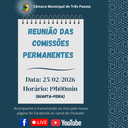 REUNIÃO DAS COMISSÕES PERMANENTES SERÁ REALIZADA HOJE (25/02), ÀS 19H00MIN