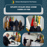 SUPLENTE DE VEREADOR, OSVALDIR URNAU, ASSUME CADEIRA DO PSDB